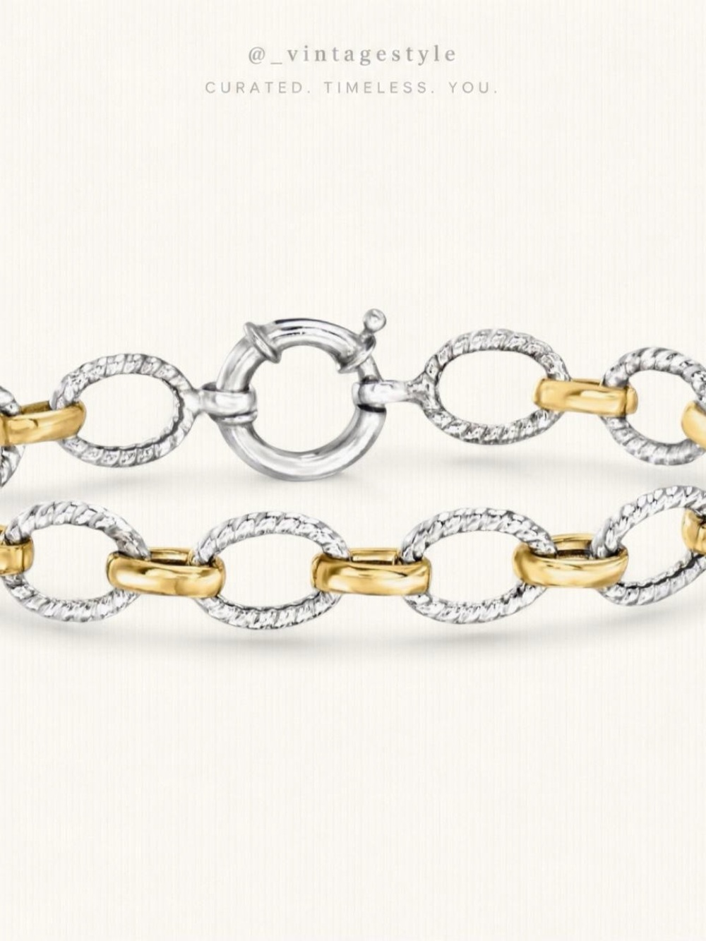 Ross-Simons Two-Tone Oval Link Bracelet in Gold and Silver
